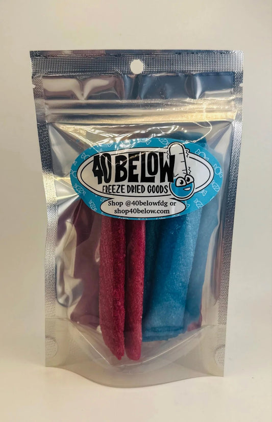 Freeze-dried Fruit Roll Crunch in a 40 Below Freeze Dried Goods bag